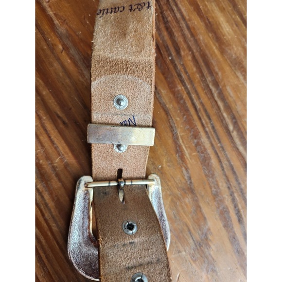 Hand Tooled &‎ Painted Leather Belt AB Swarovski Iridescent Crystals Custom M/L - Picture 8 of 14